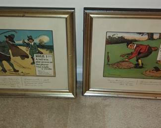 UNIQUE ANTIQUE GOLF PRINTS, LITHOS, ART