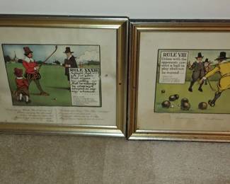 UNIQUE ANTIQUE GOLF PRINTS, LITHOS, ART