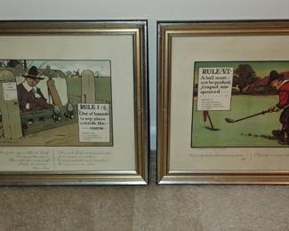 UNIQUE ANTIQUE GOLF PRINTS, LITHOS, ART