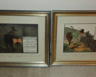UNIQUE ANTIQUE GOLF PRINTS, LITHOS, ART