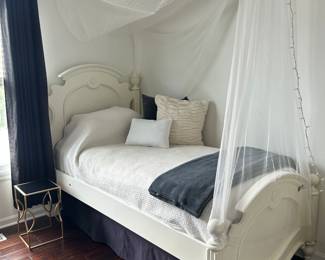 Do you have a princess? She should sleep in this lovely bed. Twin size vintage frame. Comes with mattress and box spring. $125 for the whole thing.
