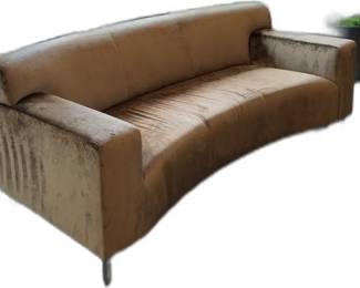 Curved Bronze Velvet Sofa - L6’7” x D31” x H23”