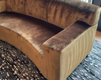 Curved Bronze Velvet Sofa - L6’7” x D31” x H23”