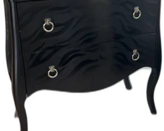 Coaster Fine Furniture - Modern Black Zebra Stripe Lacquer Bombe Chest