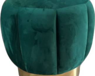 SAFAVIEH Couture Maxine Channel Modern Glam Tufted Ottoman Emerald/Brass