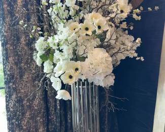 Elegant Floral Arrangement with Metallic Vase - approx 4’4” Tall