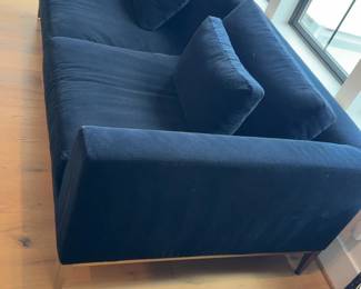 Restoration Hardware Navy Blue Velvet Sofa - L6’11” x H23” x D3’9”