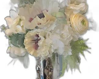 Floral Arrangement in Silver Decorative Vase


