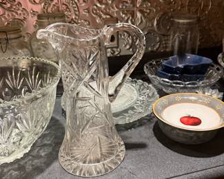 Cut glass pitcher