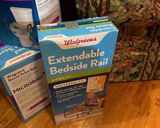 Medical supplies. Bed bars, toilet seat blood pressure monitor