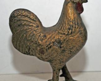 VINTAGE CAST IRON ROOSTER STILL BANK