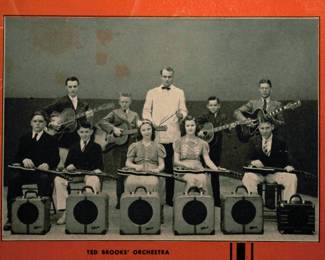 GIBSON BAND WITH INSTRUMENTS AND SPEAKERS