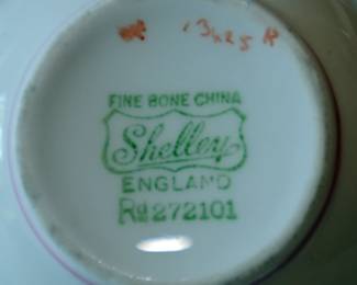 COLLECTION OF 9 SHELLEY FINE BONE CHINA FROM ENGLAND CUPS AND SAUCERS