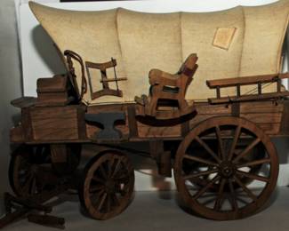 VINTAGE TOY HAND MADE COVERED CANESTOGA WAGON