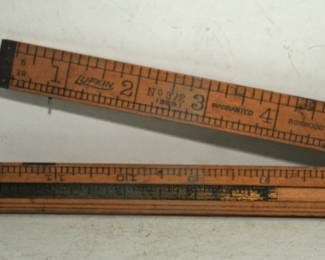 VINTAGE LUFKIN No 372 36 1/2 R BOXWOOD 12" FOLDING RULE W/ BRASS CALIPER USA
