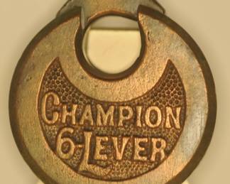 ANTIQUE BRASS CHAMPION 6-LEVER PADLOCK