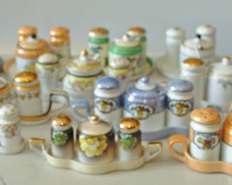 LARGE COLLECTION OF HANDPAINTED NORITAKE SERVING CONDIMANT HOLDERS