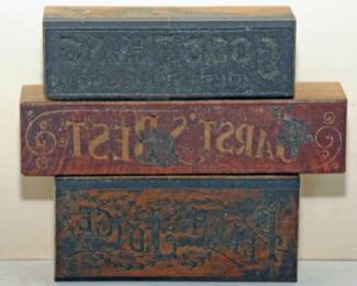 VINTAGE PRINTING WOOD AND METAL TYPE FACE FROM SCOTTEN & DILLON TABACCO CO. DETROIT1900- 1917