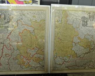 2 PAGE MAP Ducatus Wurtenbergici, anno 1760, map, Lotter T.C. map. Copper engraving, old colored, around 1750. By Tobias Conrad Lotter.
