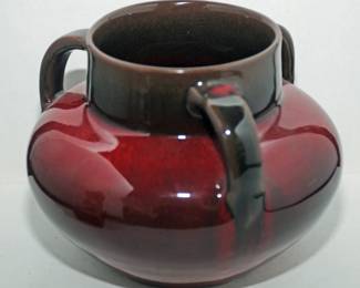 ART DECO GLAZED THREE HANDLED VASE
