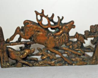 VINTAGE BRASS STAG DOOR STOP OR BOOKEND