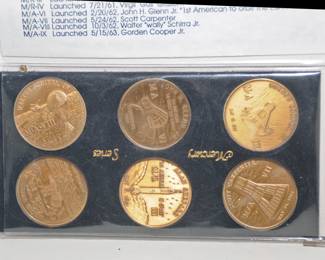 NASA PROJECT MERCURY SEERIES SET OF 6 COMMEMORATIVE COINS MEDALS TOKENS