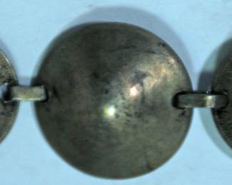 WWII TRENCH ART LINK BRACELET MADE FROM 1940's AUSTRALIAN COINS 925 STERLING COINS