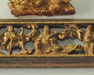 ANTIQUE WOOD CARVING GOLD PAINT