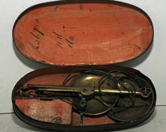 1840's POCKET GOLD SCALES IN ORIGINAL TIN BOX