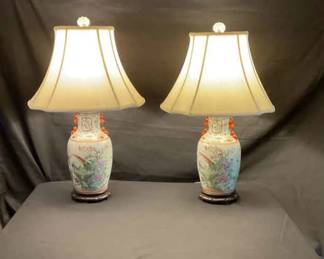 Chinese Famille Rose Mandarine Lamps