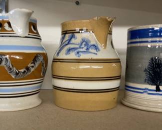 Mocha Ware Pottery Pitchers