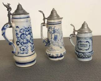 Antique Salt Glazed German Steins