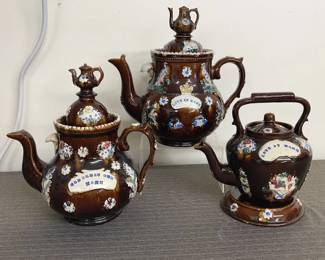 Antique English Bargeware Teapots
