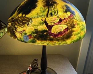 Antique Jefferson Reverse Painted Table Lamp