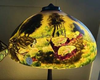 Antique Jefferson Reverse Painted Table Lamp