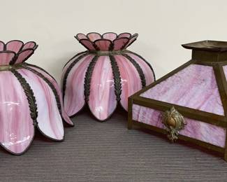 Antique Pink Glass Lamp Shades