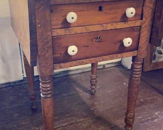 Antique Curly Maple Two Drawer Stand