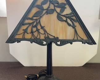 Antique Slag Glass Panel Lamp