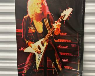 Michael Schenker Signed UFO Poster 33”x23” Flying V Guitar Vintage Rock Art