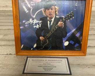 Angus Young Signed 8x10 Photo AC/DC Guitarist w/ COA Framed Authentic Autograph