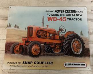 Allis-Chalmers WD-45 Tractor Metal Sign – Vintage Farm Equipment Advertising Wall Art – Snap Coupler