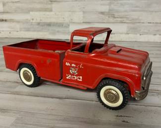 Vintage Buddy L 3/4 Ton Red Pickup Truck Pressed Steel Toy 1950s USA