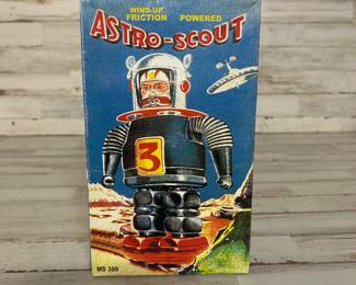 Astro-Scout Wind-Up Tin Robot Toy No. 3 MS-399 Boxed Retro Space Friction Powered