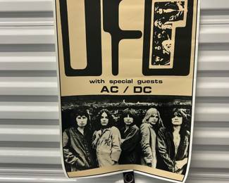 Vintage UFO AC/DC Concert Poster 16x23” Early Angus Young Bon Scott Rock Promo