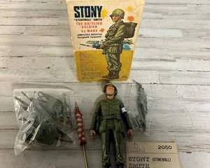 Vintage Marx Stony Smith Soldier 12” Figure w/ Box Gear Manual Flag 1960s Toy