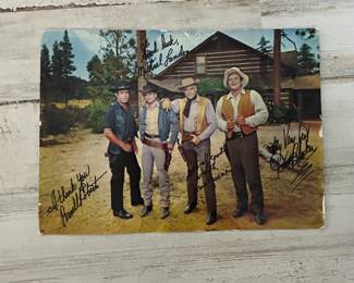 Bonanza Cast Signed Photo – Michael Landon, Lorne Greene, Dan Blocker, Pernell Roberts – Autographed
