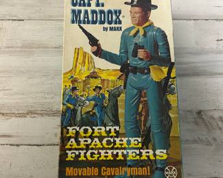 Vintage Marx Capt. Maddox Fort Apache Fighters Movable Cavalryman Figure w/Box & Accessories