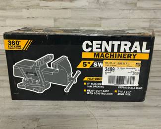 Central Machinery 5” Swivel Vise | Heavy Duty Cast Iron | 360° Locking Base