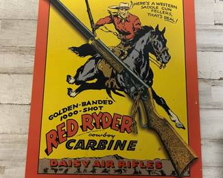 Red Ryder Cowboy Carbine Daisy Air Rifles Metal Sign – Vintage Western Advertising Wall Art 16”x12”