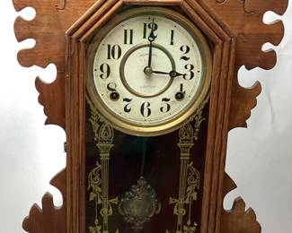 VTG. INGRAHAM 8 DAY MANTLE CLOCK w KEY